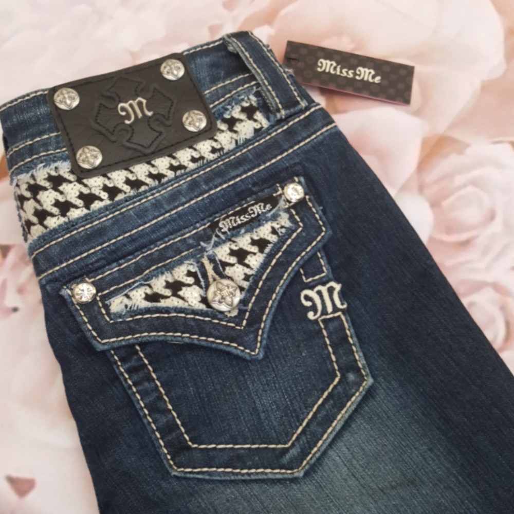 NWT Houndstooth Miss Me Skinny Jeans Sz 26